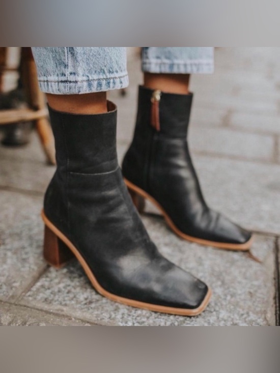 ALOHAS Shoes - Alohas West Vintage Black Leather Ankle Boots Size 38 7.5/8